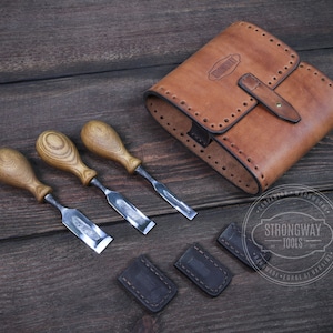 Hand Forged Set of Curved Chisels (3 pcs), Curved Chisel, Forged Chisel, Hardened carbon steel, Carving, Carpentry, Set of tools