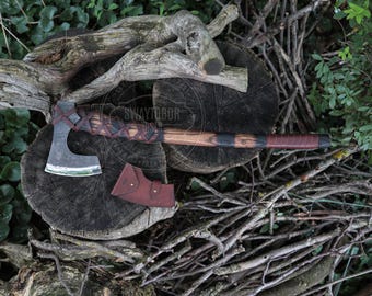 Handmade Scandinavian Forest Axe | Forged 52100 Steel Camping & Bushcraft Axe | Leather Sheath | Gift for him | Viking Axe | Nordic axe