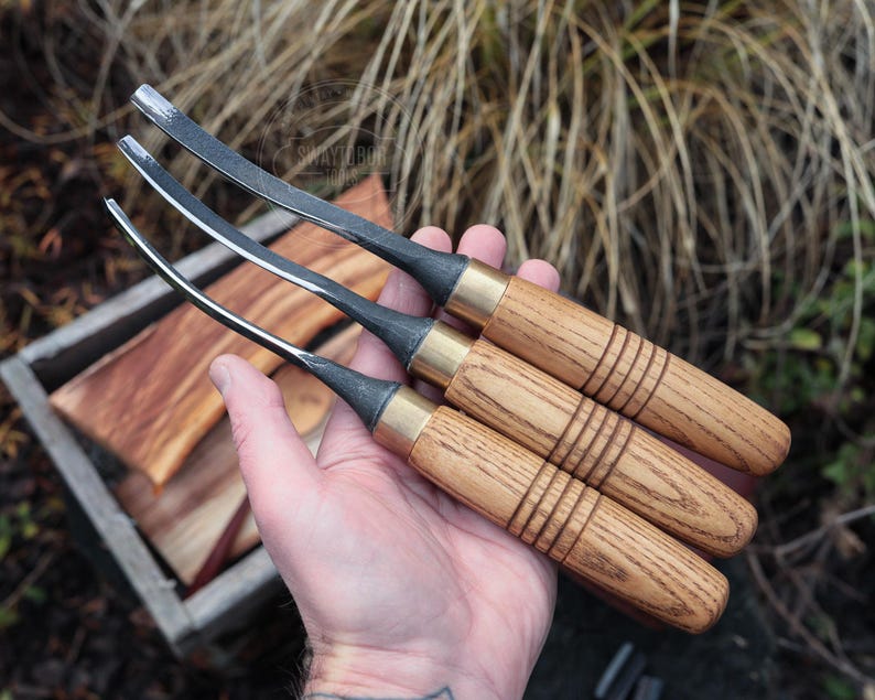 Hand-forged Set of 3 Wood Carving Gouge for Wood Project, Razor Sharp ...