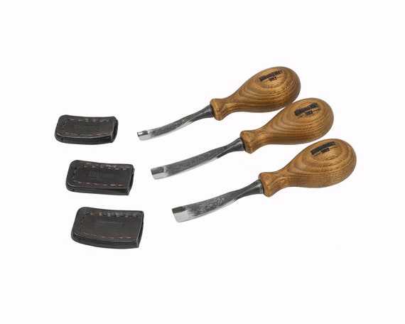 3-Piece Wood Carving Set - Whittling Knives & Chisel With Sheath