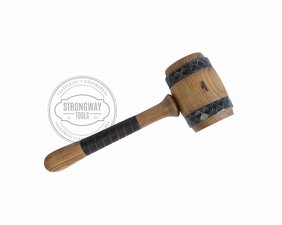 Large Steel Hooped Wooden Mallet Hammer Wood Mallet Heavy Wood
