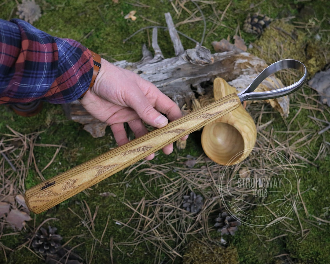 Long Handle Spoon Carving Oval Knife, Wood Carving Scorp Knife. Round