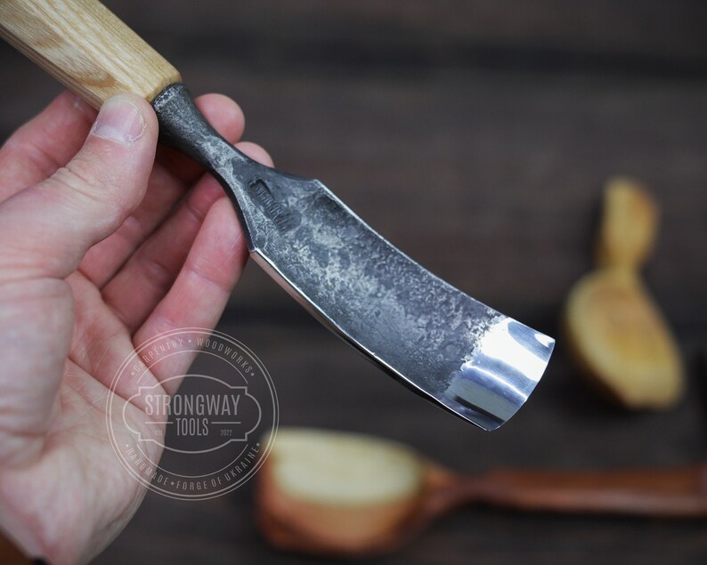 Large Bent Rounded Gouge, Woodcarving tools, Chisel for carving image 3