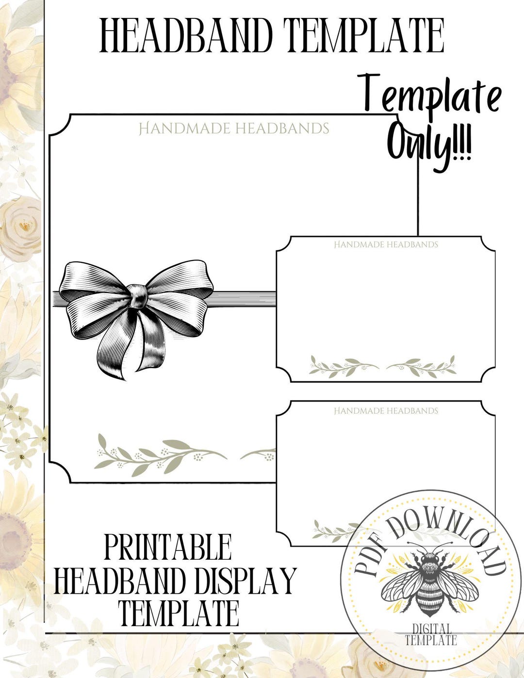 DIGITAL Download-printable Headband Display Template-display Card - Etsy