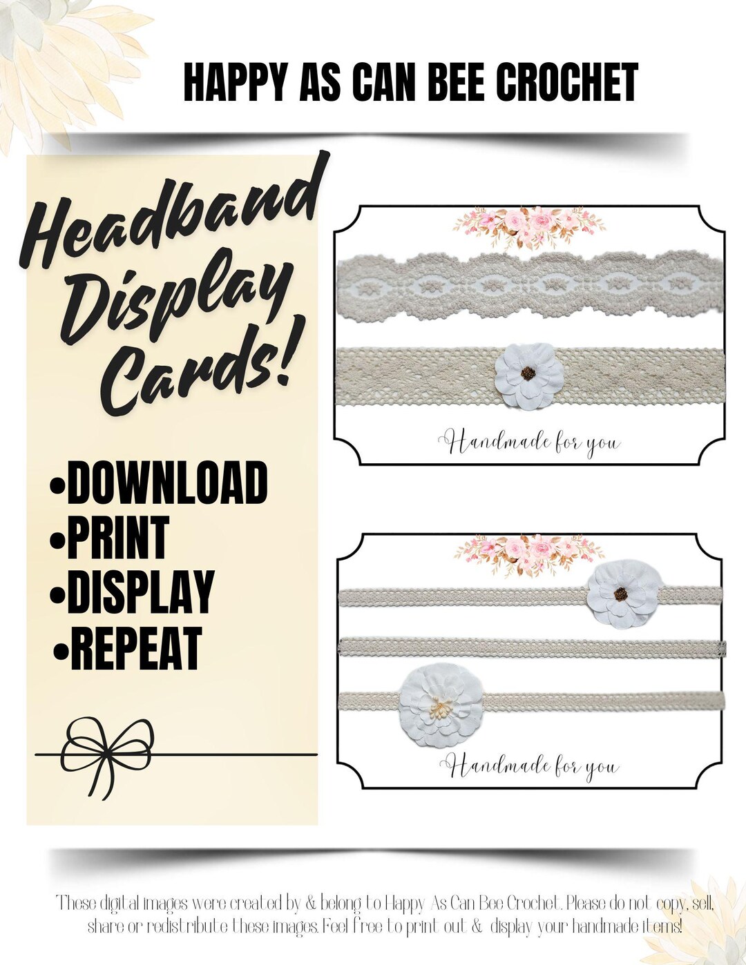 DIGITAL Download-printable Headband Display Template-display Card - Etsy