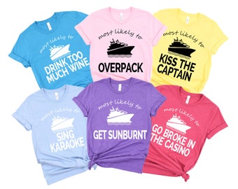 T-shirts voor leuke groepscruises, T-shirts met meeste kans op vakantie, aanpasbare T-shirts voor cruisevakanties, shirt met meeste kans op vakantie - dek 11