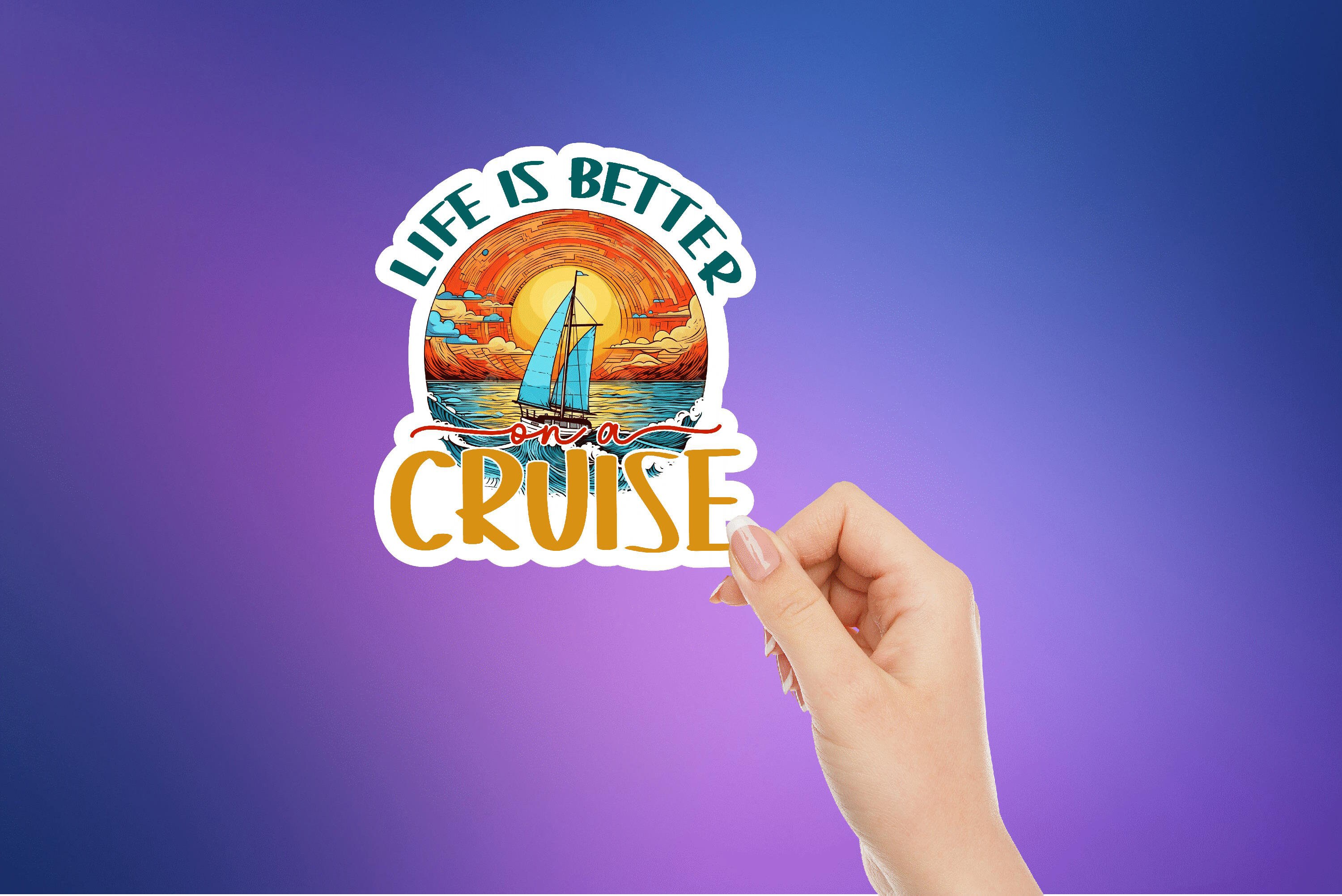 Life is Better on a Cruise Sticker, Waterproof Vacation Decal, Sea You Later Water Bottle Laptop Sticker, Vinyl Decal Made For Water Bottles
