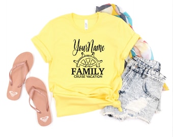 Camiseta de crucero familiar personalizada: Camiseta de vacaciones con timón náutico