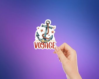 Bon Voyage Anchor Sticker, Waterproof Vacation Decal, Sea You Later Water Bottle Laptop Sticker, Vinyl Decal Made For Water Bottles