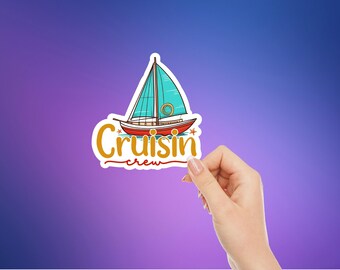 Cruisin Crew Sticker, Waterproof Vacation Decal, Sea You Later Water Bottle Laptop Sticker, Vinyl Decal Made For Water Bottles and Laptops