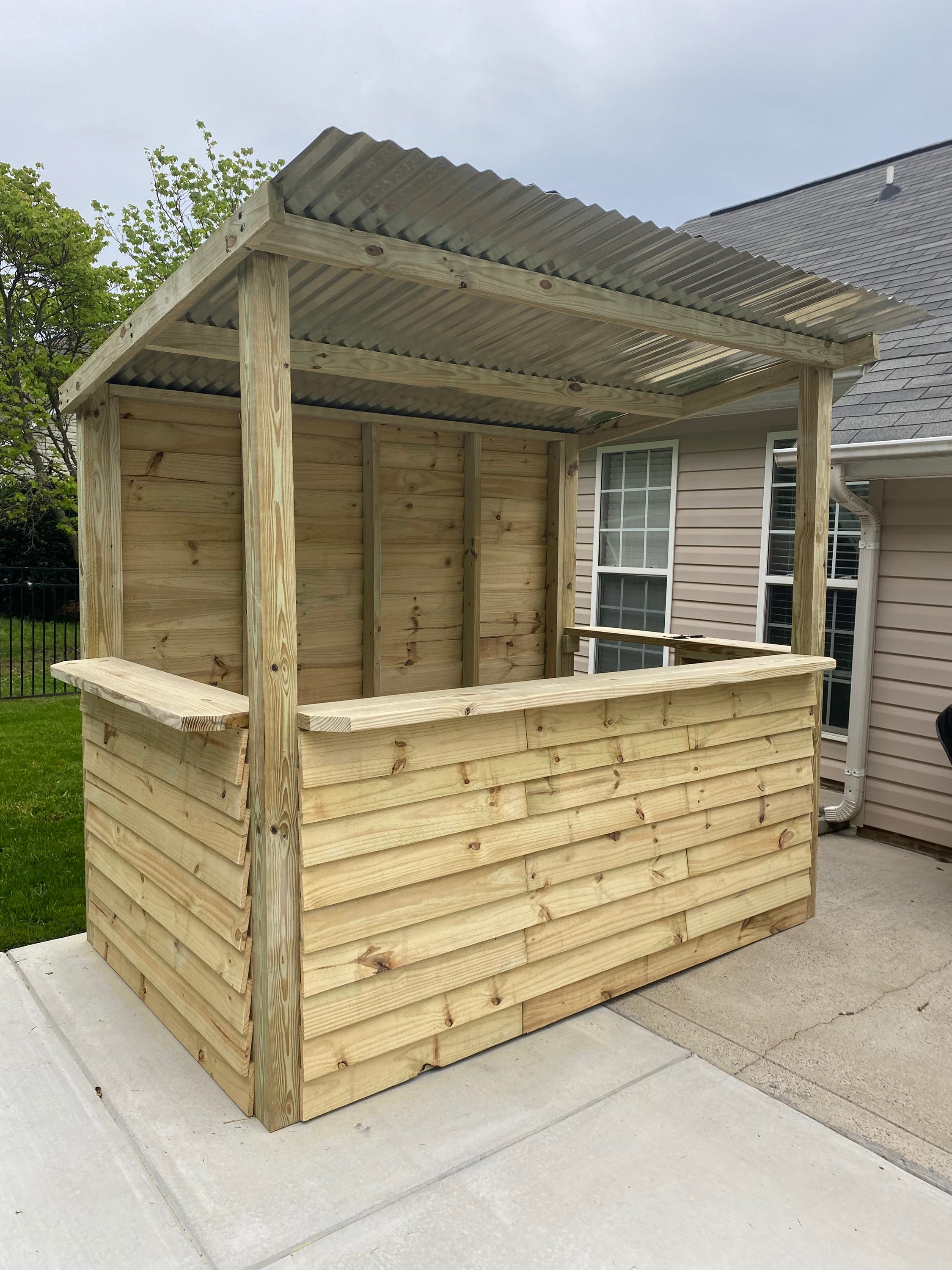 Large Thomas L Wood Bar - Rustic 2-level pressure treated bar