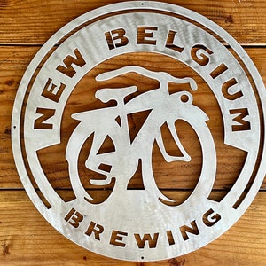 New Belgium Brewing Brushed Aluminum Hanging Wall Sign