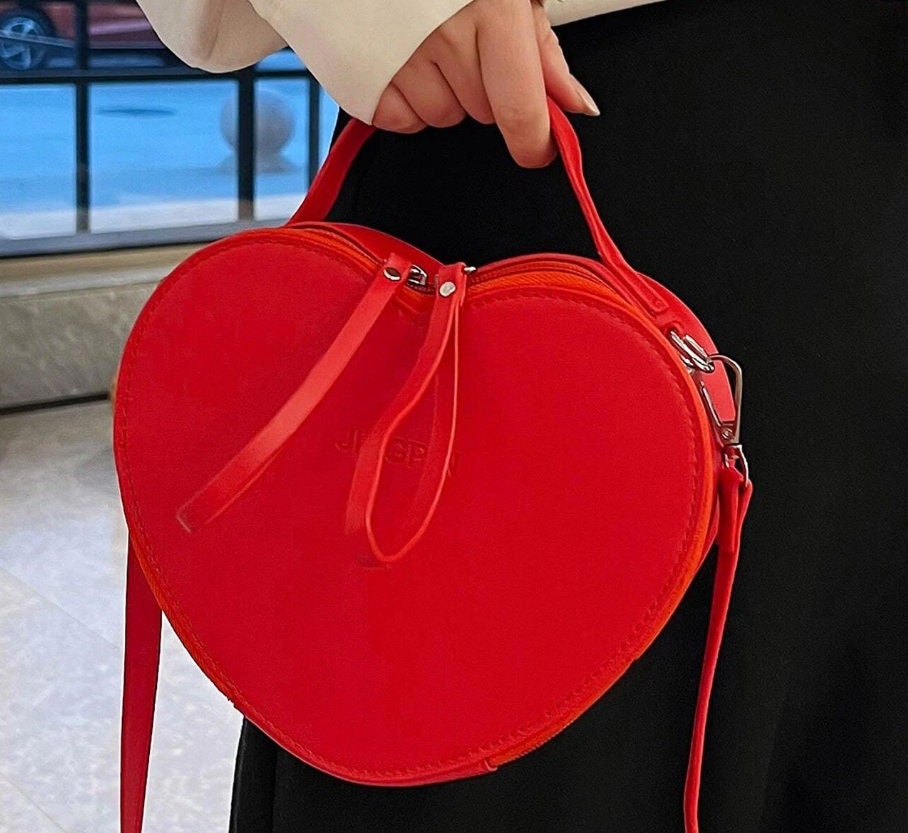 GENEMA Clear Heart Shaped Crossbody Bag College Style Shoulder Bag Square  Bags PU Messenger with Adjustable Strap