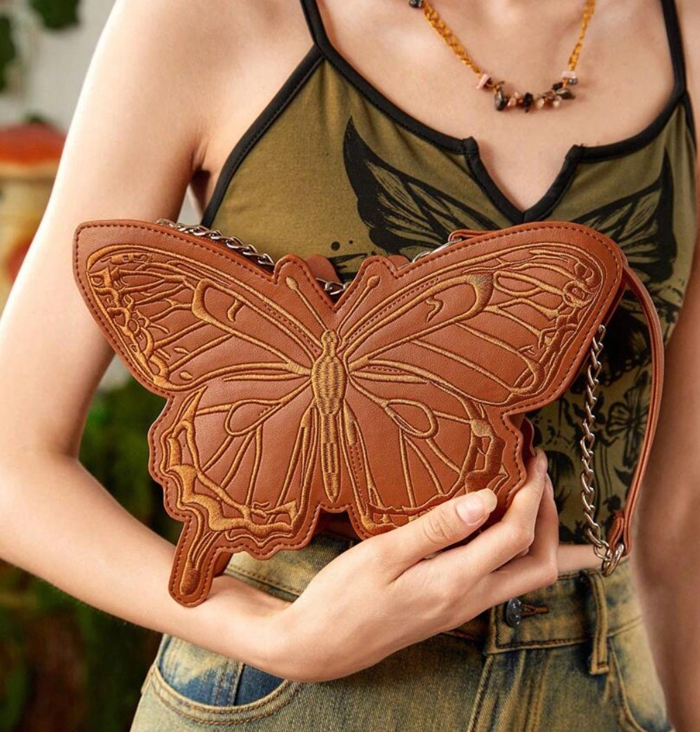 MILATA Butterfly Shaped Crossbody Bag Tote Retro Vintage Shoulder Top Handle Bag Satchel Purse for Girl Women