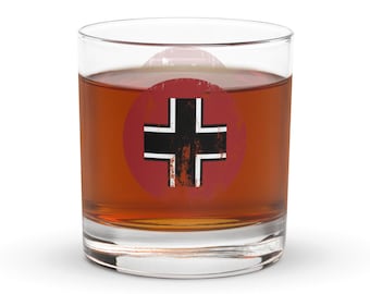 Vaso de whisky con medallón alemán del Eje y los Aliados