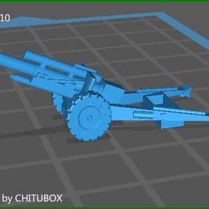 3D Printed US 105mm Howitzer in Firing Position (x10)