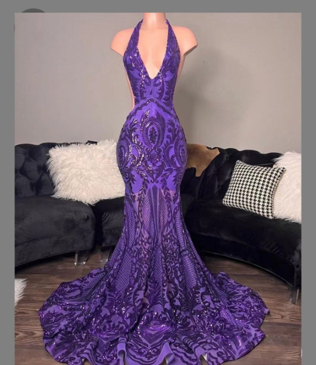 Purple Mermaid Prom Dress Evening Dress Purple Prom Dress Etsy