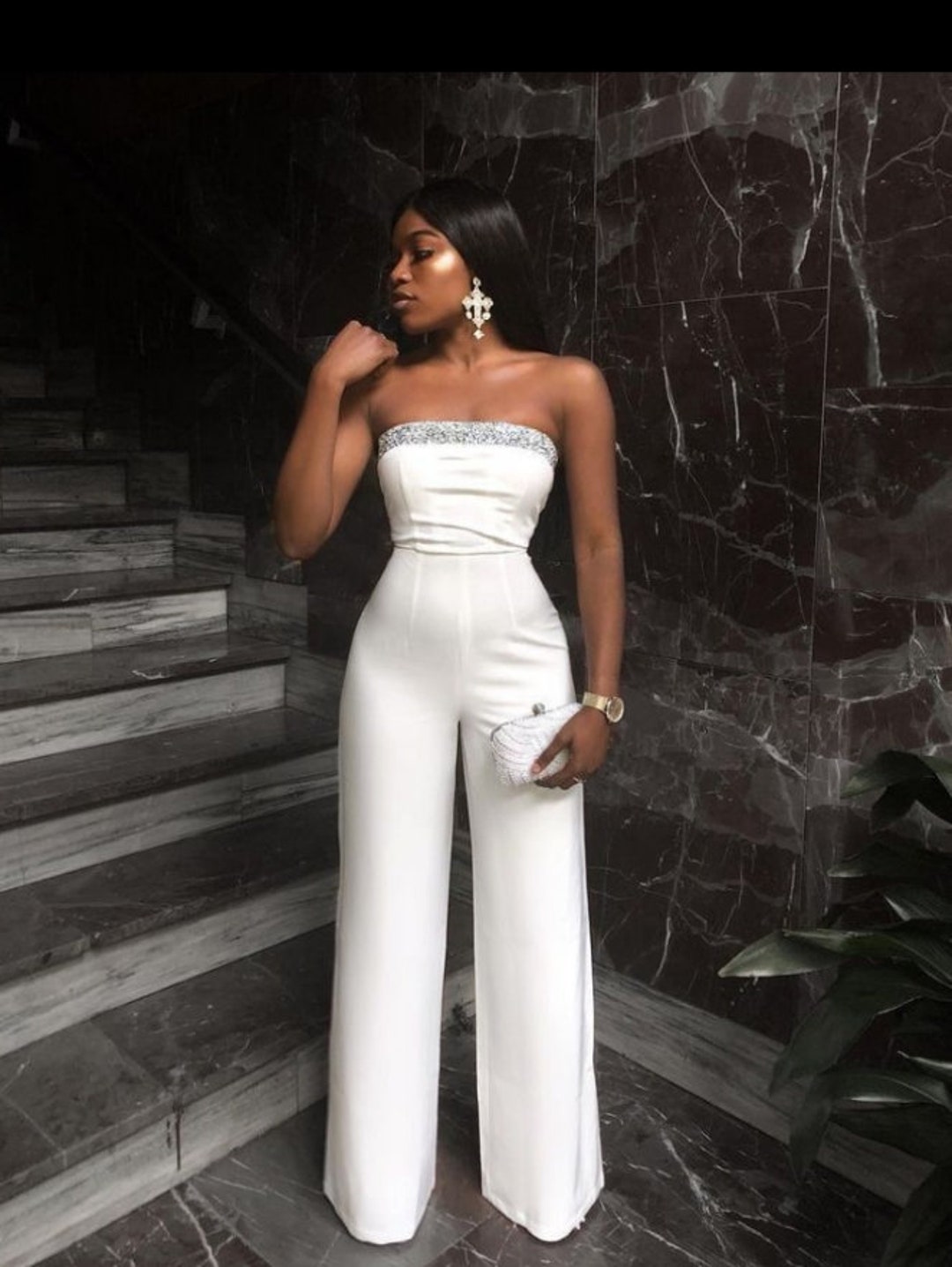 Civil Wedding Jumpsuit, White Jumpsuit, Prom Jumpsuit, Bridal Shower