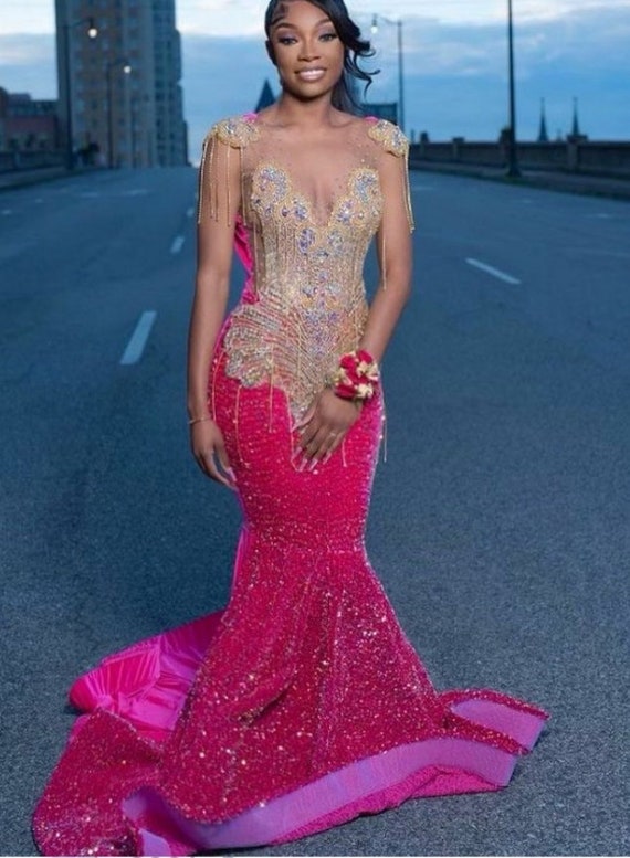 hot pink prom dress