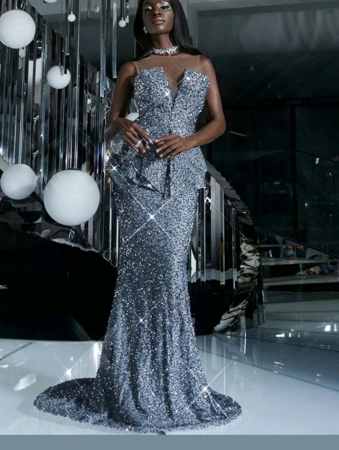 silver formal dress