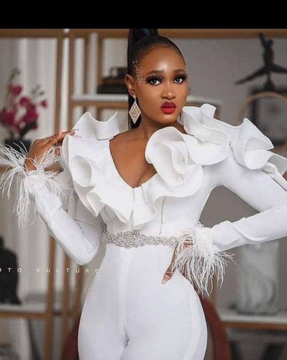 Civil Wedding Jumpsuit White Jumpsuit Prom Jumpsuit Bridal - Etsy