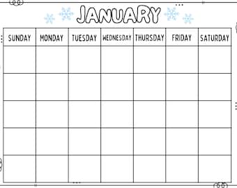 Blank Monthly Calendar Printable - Etsy