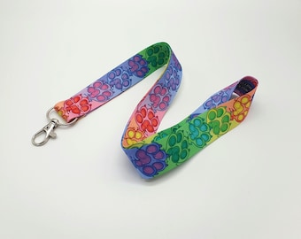 Pastel rainbow paws furry lanyard