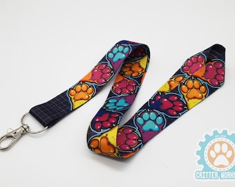 Synthwave furry paws lanyard