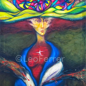 Giclee print on cotton canvas. Print of original acrylic painting. Cuban art. Cuba