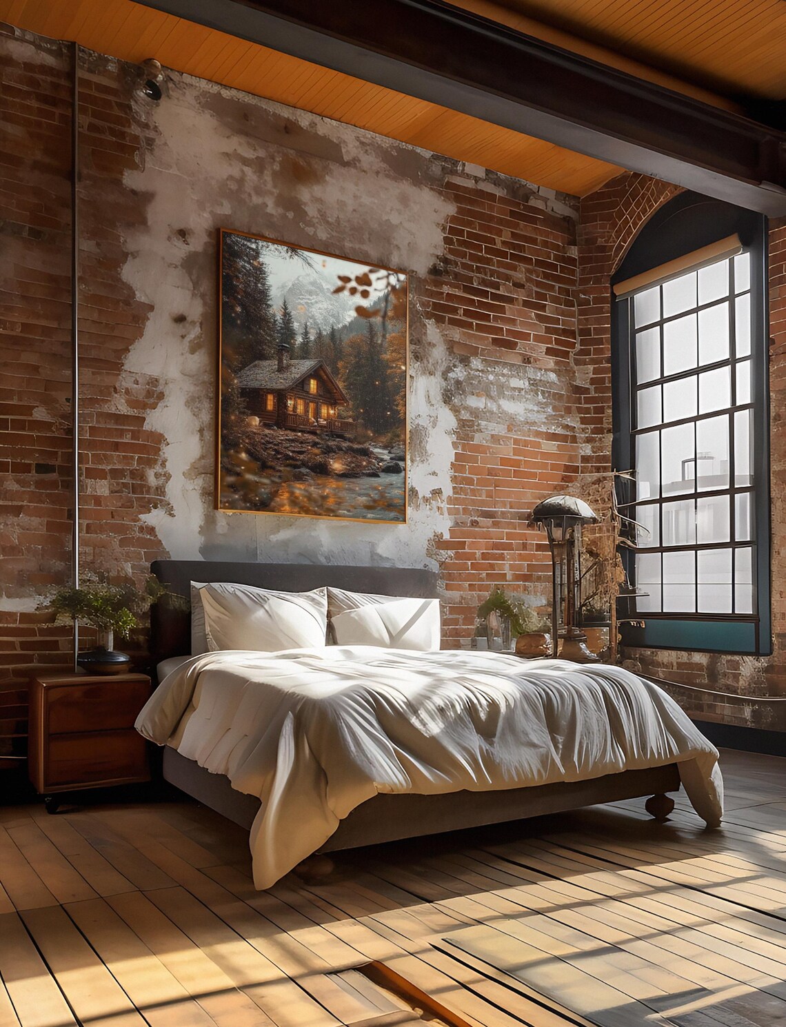 Enchanting Cabin in the Fall Forest, Cozy Winter Digital Print, Wall ...