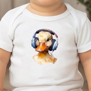 Baby Bodysuit | Cute Duck in Headphones for the Holidays | Baby Garment with Adorable Ducky | Perfect Christmas Gift for your Little One!