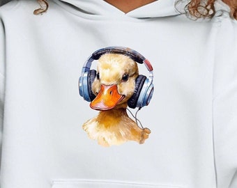 Kids Hoodie | Cute Duck in Headphones Sweatshirt | Children's Pullover with Adorable Ducky | Perfect Christmas Gift for your Loved One!