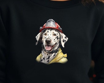 Kids Sweatshirt | Cute Dalmatian in Fireman's Hat | Children's Pullover with Adorable Dog | Perfect Christmas Gift for your Loved One!