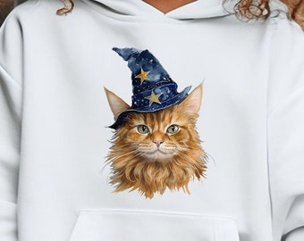 Kids Hoodie | Cute Sorcerer Cat Sweatshirt for Fall | Children's Pullover with Adorable Cat | Perfect Christmas Gift for your Loved One!