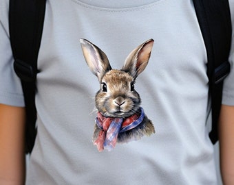 Kids T-Shirt | Cute Bunny with Scarf Shirt for the Holiday | Children's Garment with Adorable Rabbit | Perfect Christmas Gift for Loved Ones