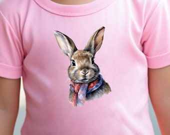 Toddler T-Shirt | Cute Bunny with Scarf for the Holidays | Children's Garment with Adorable Rabbit | Perfect Christmas Gift for Loved Ones!