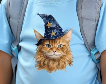 Toddler T-Shirt | Cute Sorcerer Cat Shirt for the Holidays | Children's Garment with Adorable Kitten | Perfect Christmas Gift for Loved Ones