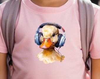Kids T-Shirt | Cute Duck wearing Headphones for the Holidays | Children's Garment with Adorable Duck | Perfect Christmas Gift for Loved Ones