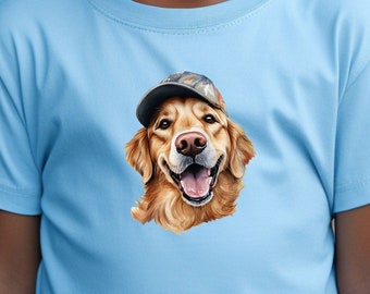 Kids T-Shirt | Cute Retriever in Cap Shirt for the Holidays | Children's Garment with Adorable Dog | Perfect Christmas Gift for Loved Ones!