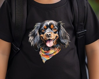 Kids T-Shirt | Cute Spaniel in Bandanna Shirt for the Holiday | Children's Garment with Adorable Dog | Perfect Christmas Gift for Loved Ones
