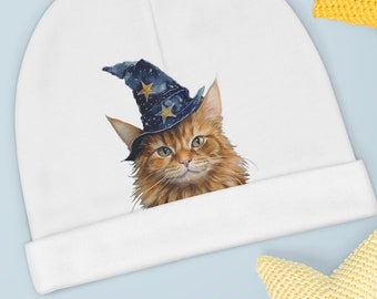 Baby Beanie, Sorcerer Cat, Baby Cap, Funny Animals Kids Clothes, Animal Lovers Gifts, Cute Toddler Beanie, Unisex One Size