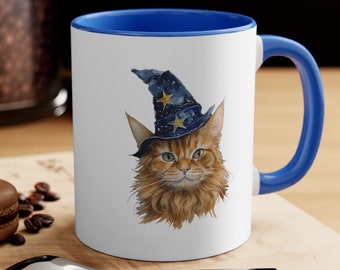 Coffee Mug | Sorcerer Cat for the Holidays | Ceramic 11oz | Perfect Holiday or Christmas Gift for Teachers, Friends, and Family!