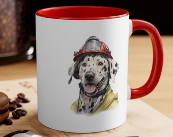 Coffee Mug | Dalmatian Fire Dog for the Holidays | Ceramic 11oz | Perfect Holiday or Christmas Gift for Teachers, Friends, and Family!