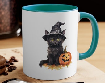 Coffee Mug | Halloween Kitten for the Holidays | Ceramic 11oz | Perfect Holiday or Christmas Gift for Teachers, Friends, and Family!
