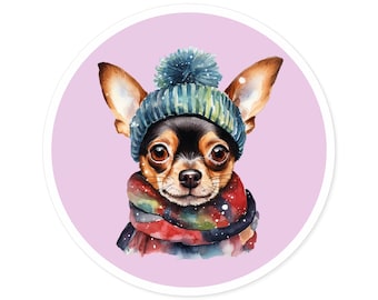 Sticker | Chihuahua in Cap | Matte Vinyl | Water Bottle Sticker | Funny Stickers | Laptop Stickers | Hydroflask Stickers | Animal Art Gift