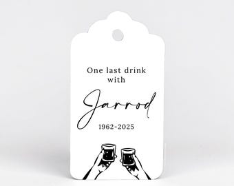 Personalised Funeral Bottle Favours Tag / Shot Bottle Labels