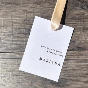 Personalised Reserved Seat Tag for Wedding / Seat and Row Sign with Ribbon