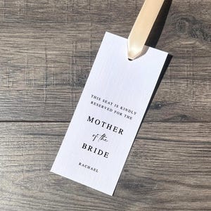 Personalised Reserved Seat Tag for Wedding / Seat and Row Sign with Ribbon