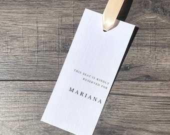 Personalised Reserved Seat Tag for Wedding / Seat and Row Sign with Ribbon