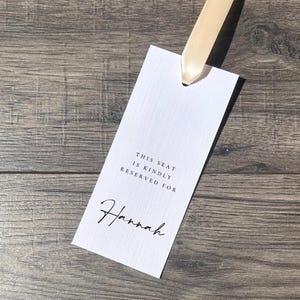Personalised Reserved Seat Tag for Wedding / Seat and Row Sign with Ribbon